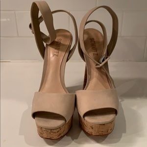 Schutz cork platform strappy sandals